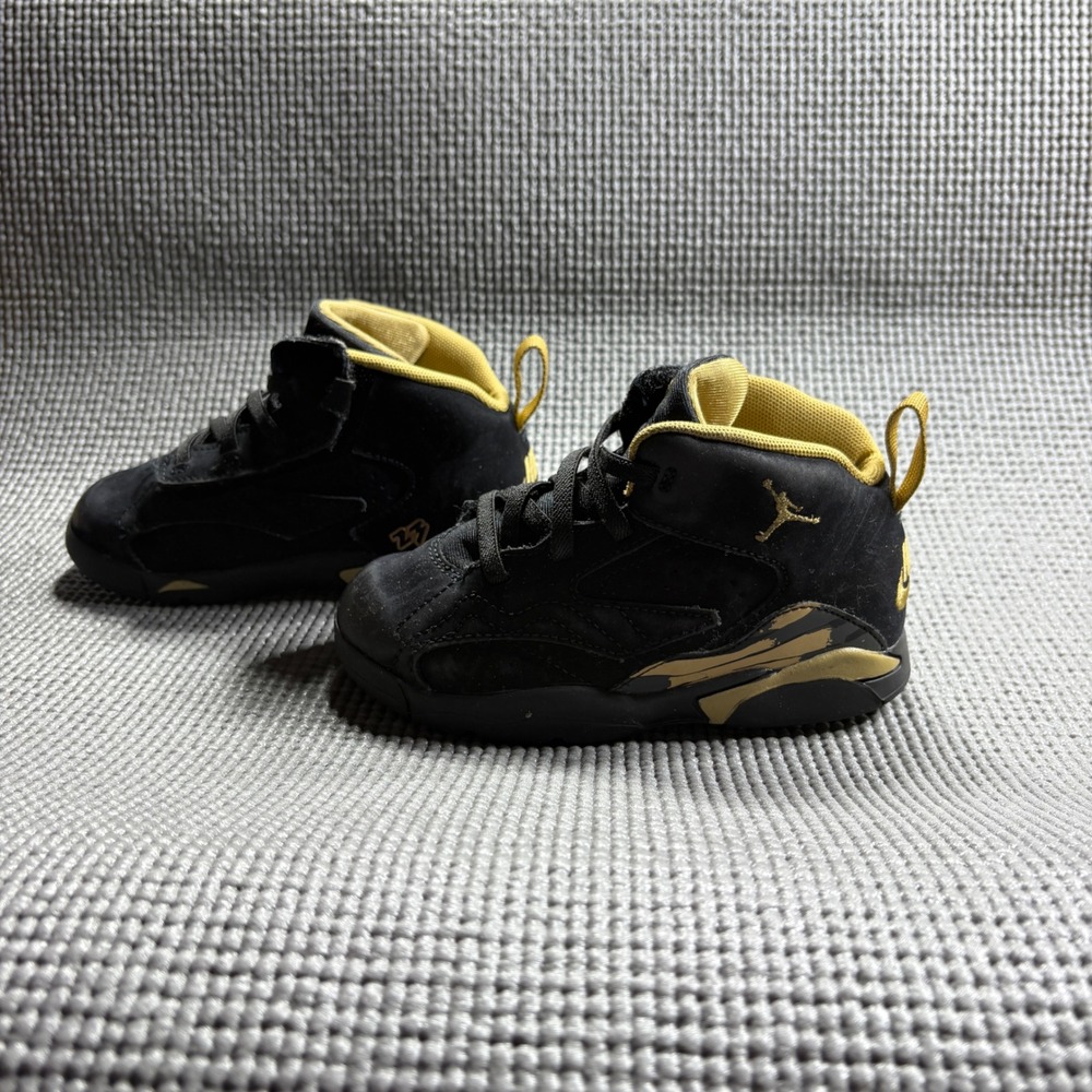 Nike Air Jordan Jumpman MVP Basketball Shoes Kids 8C Black Gold Mid Top Suede